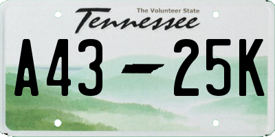 TN license plate A4325K