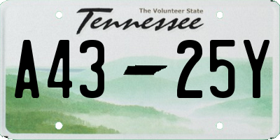 TN license plate A4325Y
