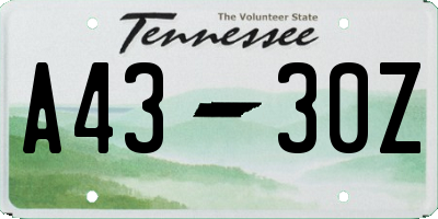 TN license plate A4330Z