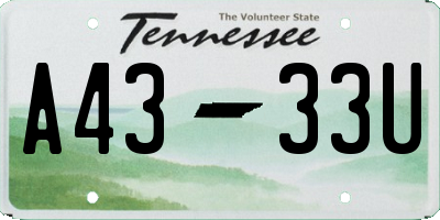 TN license plate A4333U