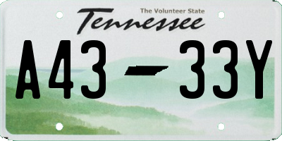 TN license plate A4333Y