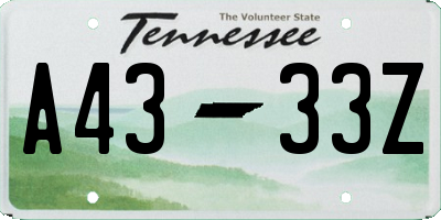 TN license plate A4333Z