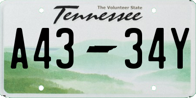 TN license plate A4334Y