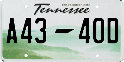 TN license plate A4340D