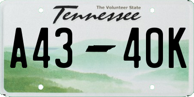TN license plate A4340K