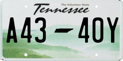 TN license plate A4340Y