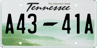 TN license plate A4341A
