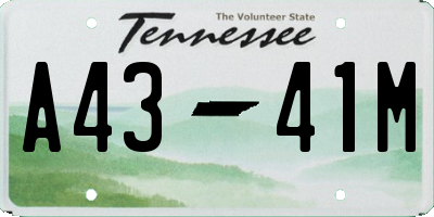 TN license plate A4341M