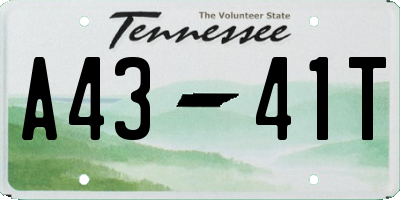 TN license plate A4341T