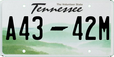 TN license plate A4342M