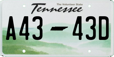 TN license plate A4343D