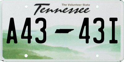 TN license plate A4343I