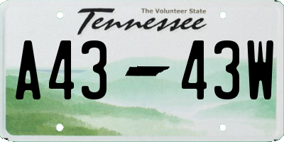 TN license plate A4343W