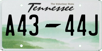 TN license plate A4344J