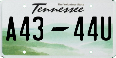 TN license plate A4344U