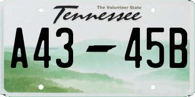 TN license plate A4345B