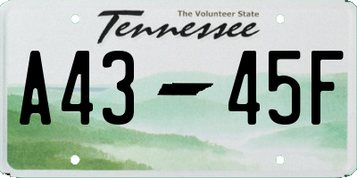 TN license plate A4345F