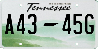 TN license plate A4345G