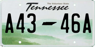TN license plate A4346A