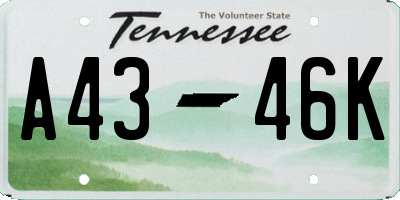TN license plate A4346K
