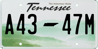 TN license plate A4347M