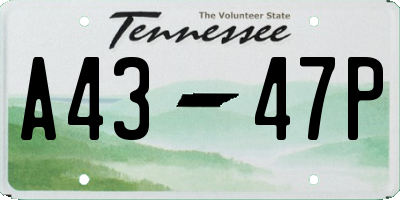 TN license plate A4347P