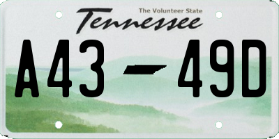 TN license plate A4349D