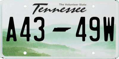 TN license plate A4349W