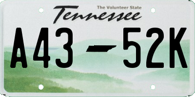TN license plate A4352K