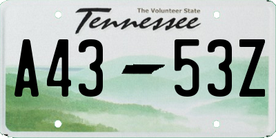 TN license plate A4353Z