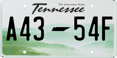 TN license plate A4354F