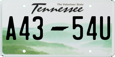 TN license plate A4354U