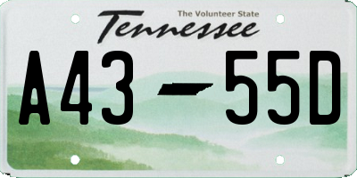TN license plate A4355D