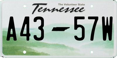 TN license plate A4357W