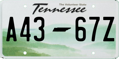 TN license plate A4367Z