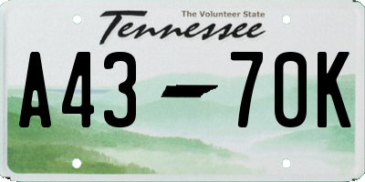 TN license plate A4370K