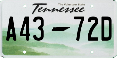 TN license plate A4372D