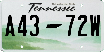 TN license plate A4372W