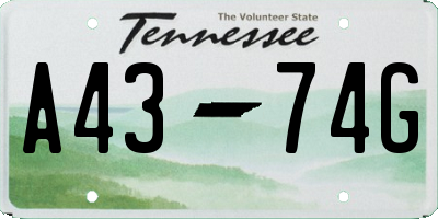 TN license plate A4374G