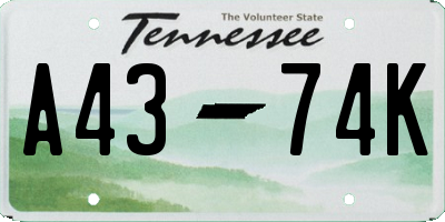 TN license plate A4374K