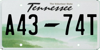 TN license plate A4374T