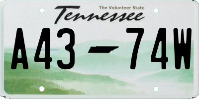 TN license plate A4374W