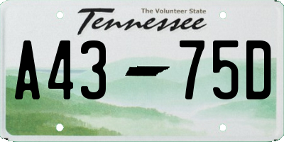 TN license plate A4375D