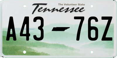 TN license plate A4376Z