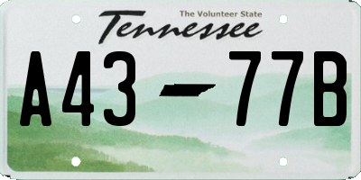 TN license plate A4377B