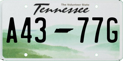 TN license plate A4377G