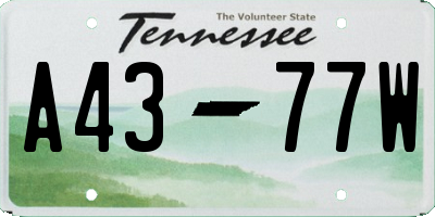 TN license plate A4377W