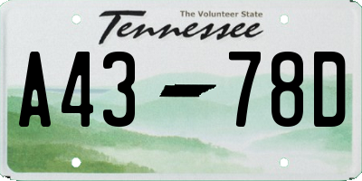 TN license plate A4378D