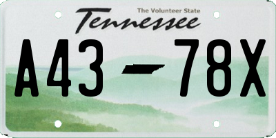TN license plate A4378X