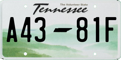 TN license plate A4381F